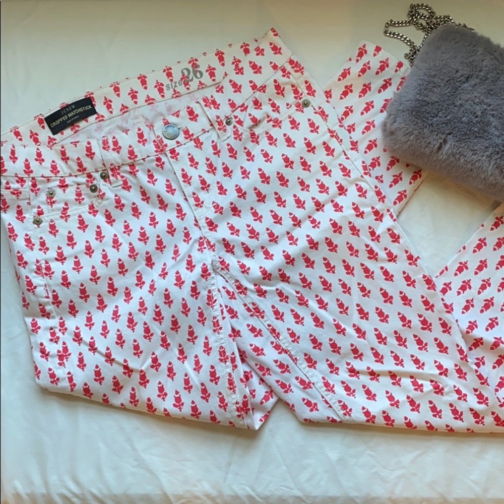 Printed J crew cropped matchstick jeans